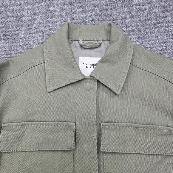 Abercrombie Fitch Jacket Womens XS Green Cropped Utility Snap Front Lined Preppy - Picture 10 of 16